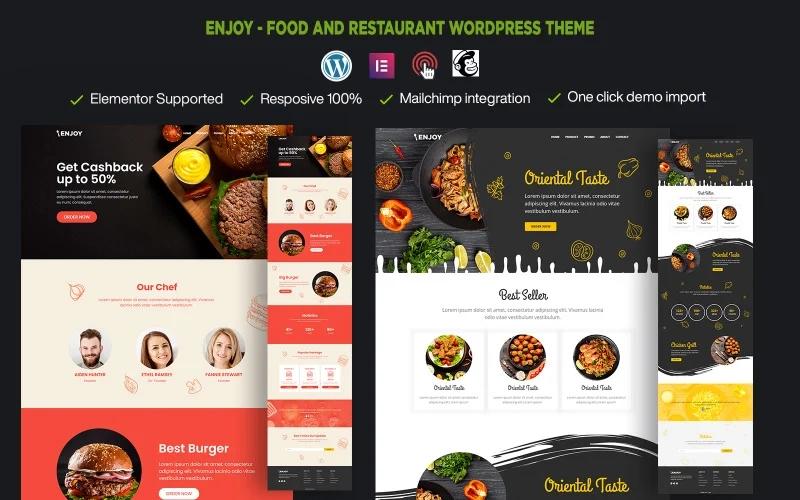 Enjoy – Fast Food Restaurant One Page WordPress Theme