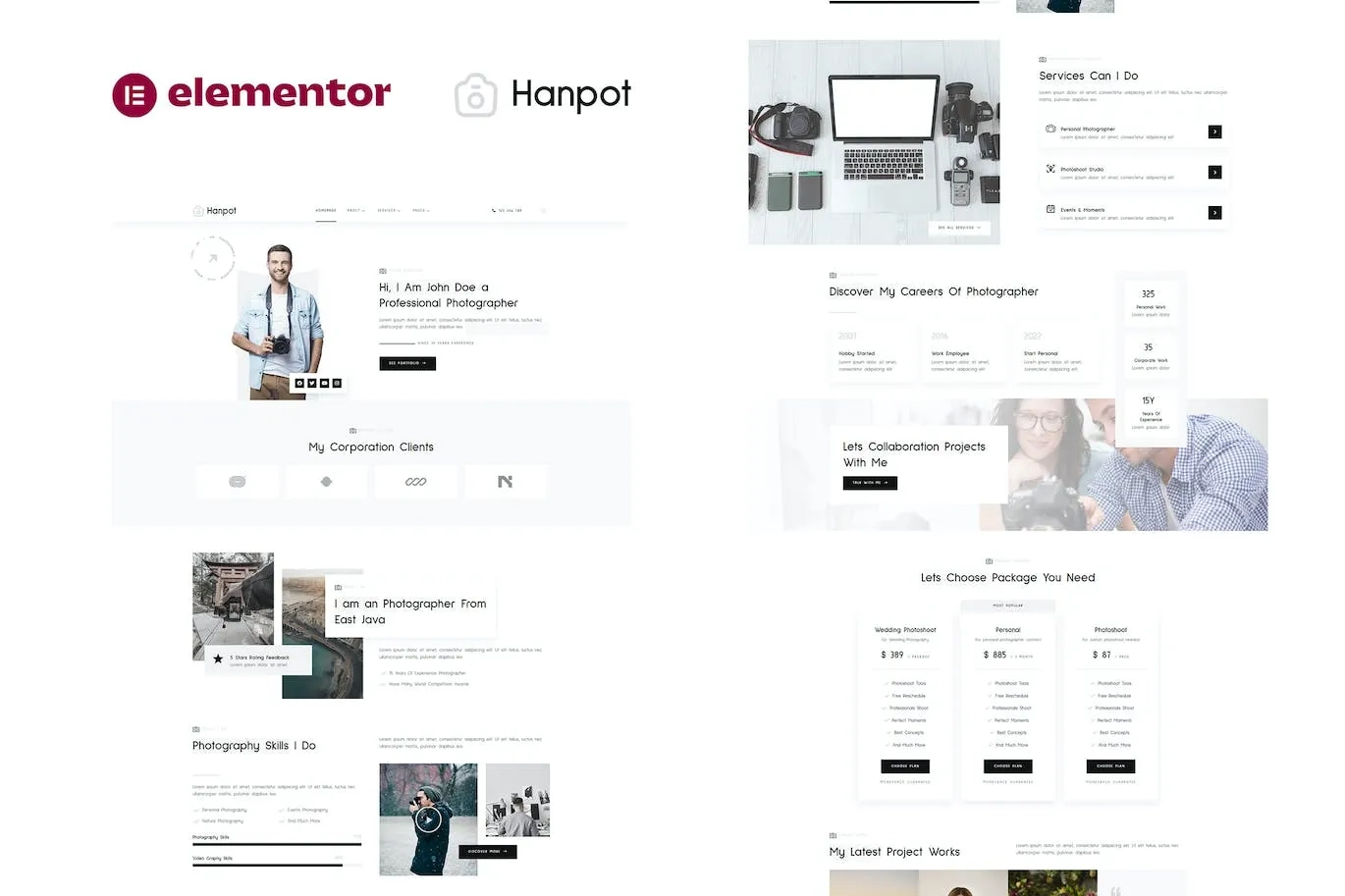 Hanpot – Personal Photographer & Portfolio Showcase Elementor Template