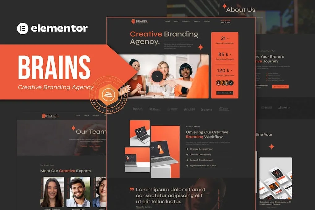 Brains – Creative Branding Agency Elementor Template