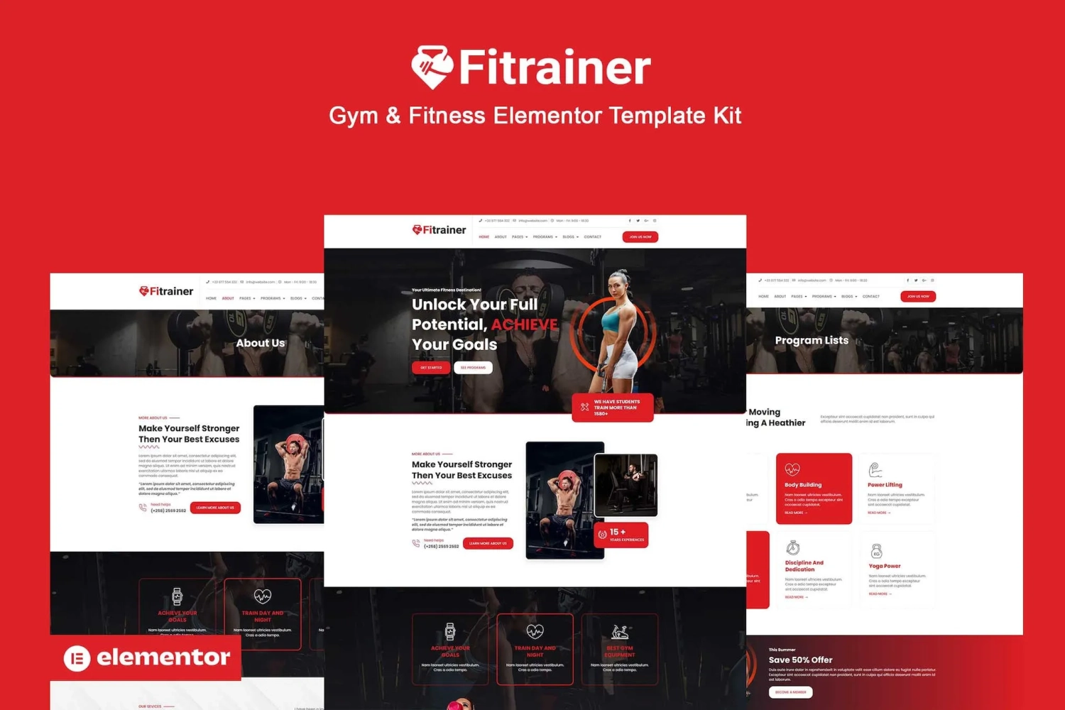 Fitrainer – Gym & Fitness Elementor Pro Template