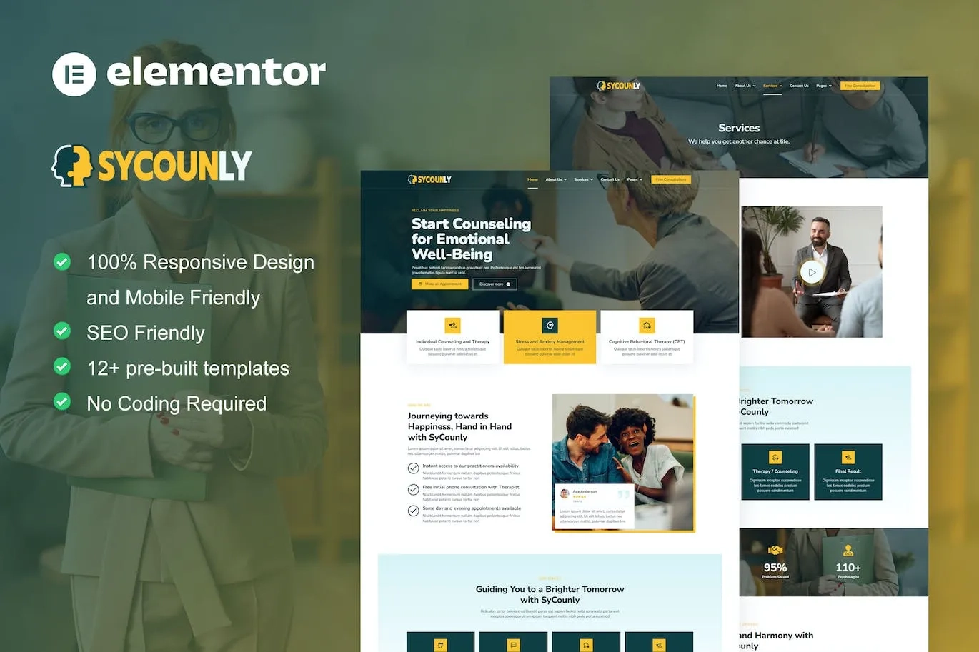 Sycounly – Psychology & Counseling Services Elementor Pro Template