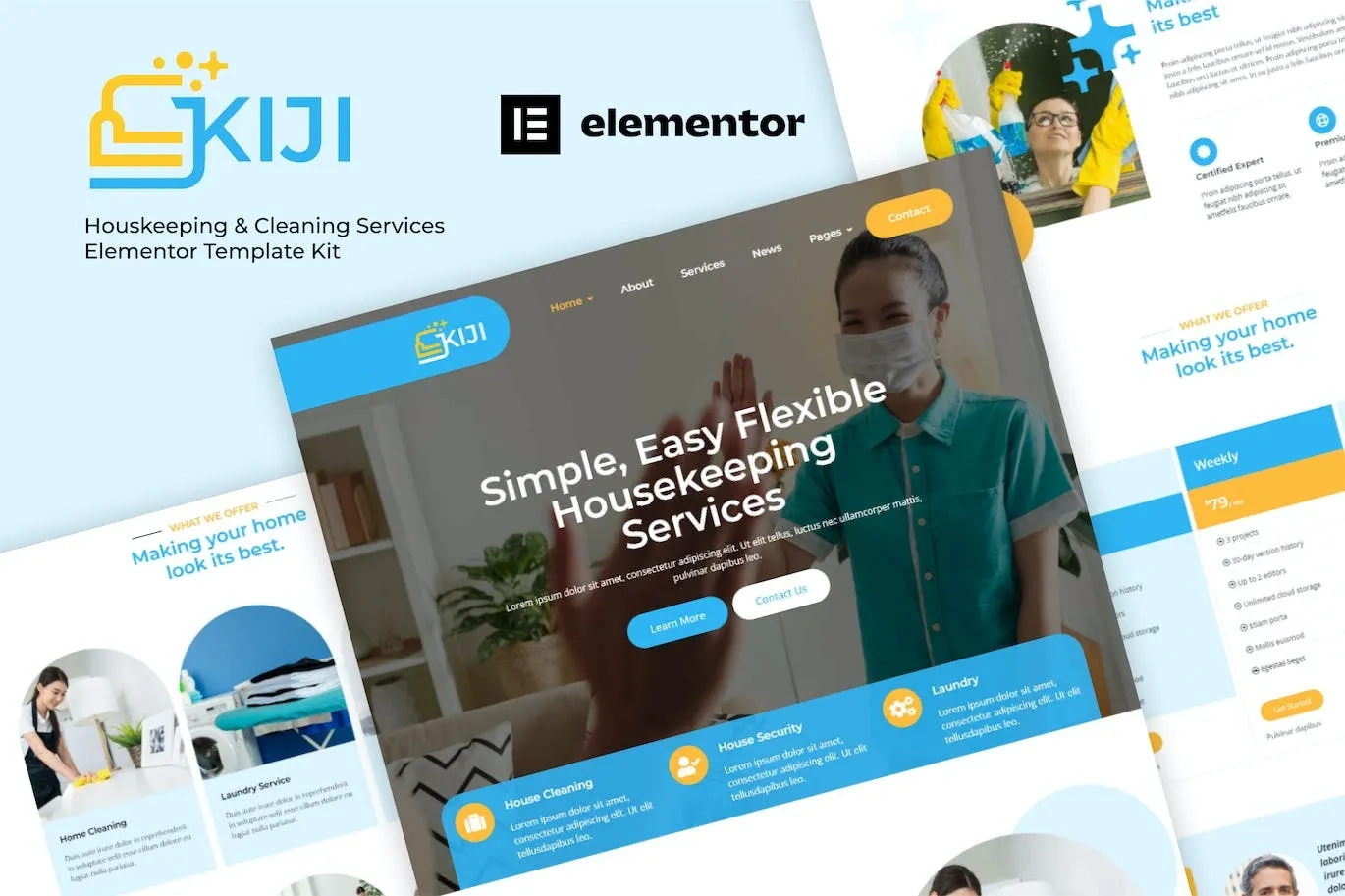 Kiji – Houskeeping & Cleaning Services Elementor Template