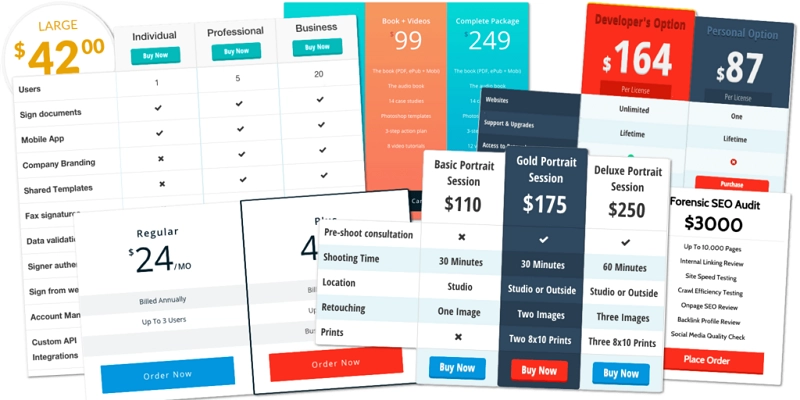 Easy Pricing Tables: Agency