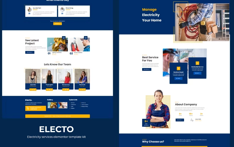 Electo – Electricity Services Elementor Template