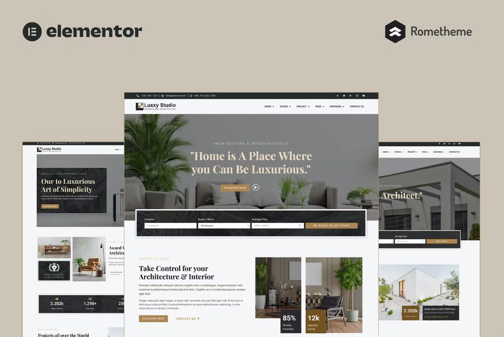 Luxxy – Luxurious Interior & Architecture Elementor Pro Full Site Template
