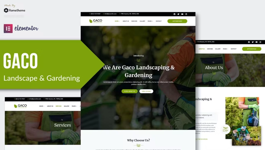 Gaco – Landscape & Gardening Elementor Template