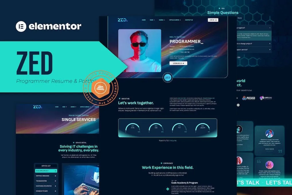 Zed – Programmer Resume & Portfolio Elementor Template