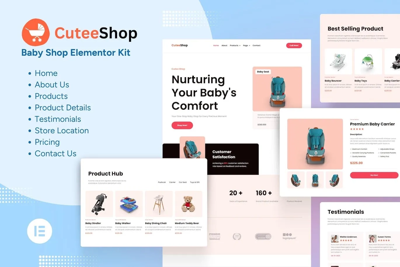 CuteeShop – Kids & Baby Ecommerce Elementor