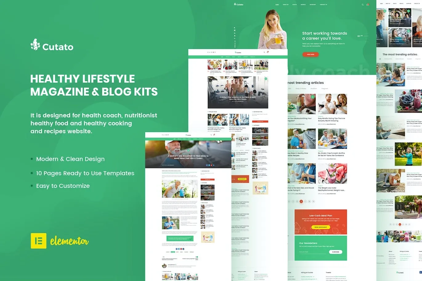 Cutato – Healthy Lifestyle Magazine & Blog Elementor Template