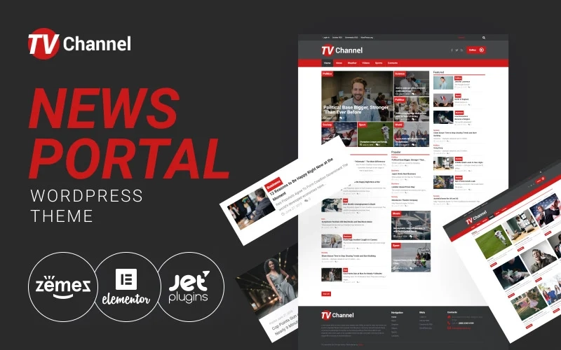 TVChannel – News Portal Modern WordPress Elementor Theme WordPress Theme