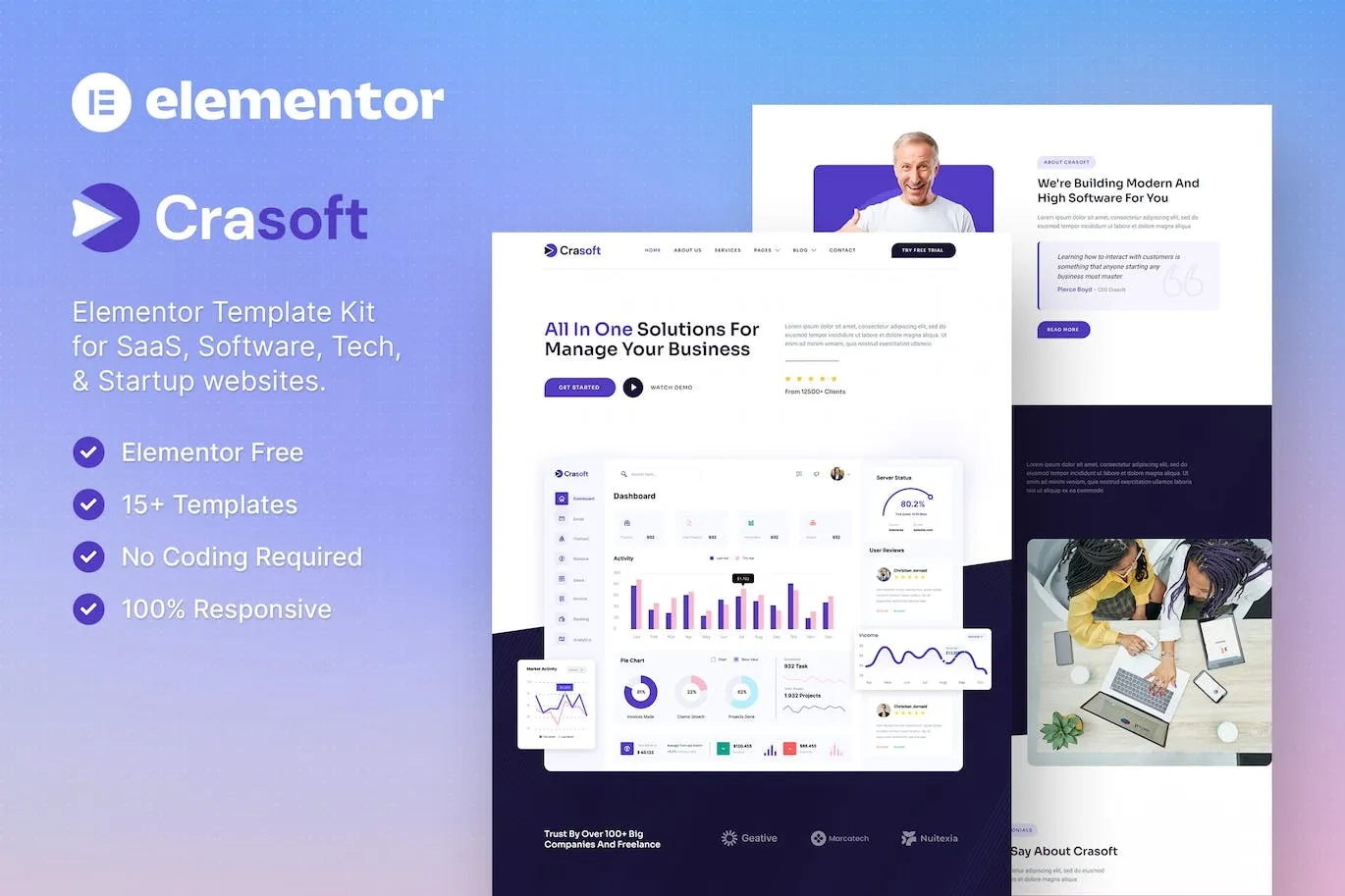Crasoft – SaaS & Tech Startup Company Elementor Template