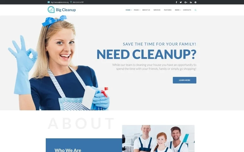 Big Cleanup – Cleaning Services Responsive WordPress Theme