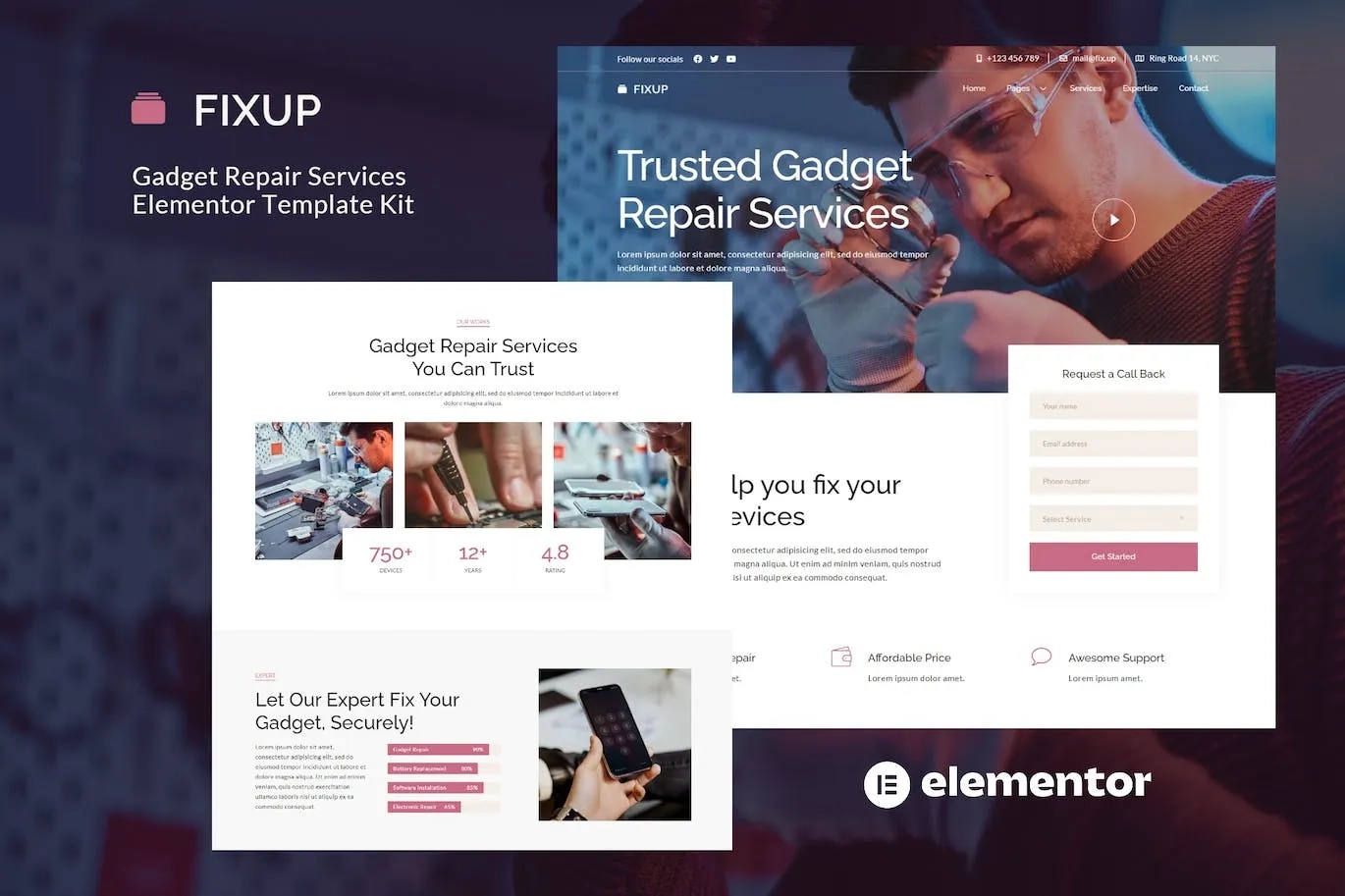 FixUp – Gadget Repair Services Elementor Template