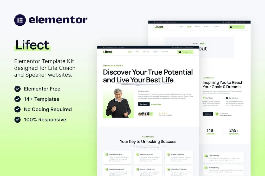 Lifect – Life Coach & Speaker Elementor Template