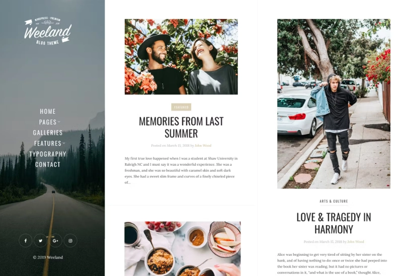 Weeland – Masonry Lifestyle WordPress Blog Theme