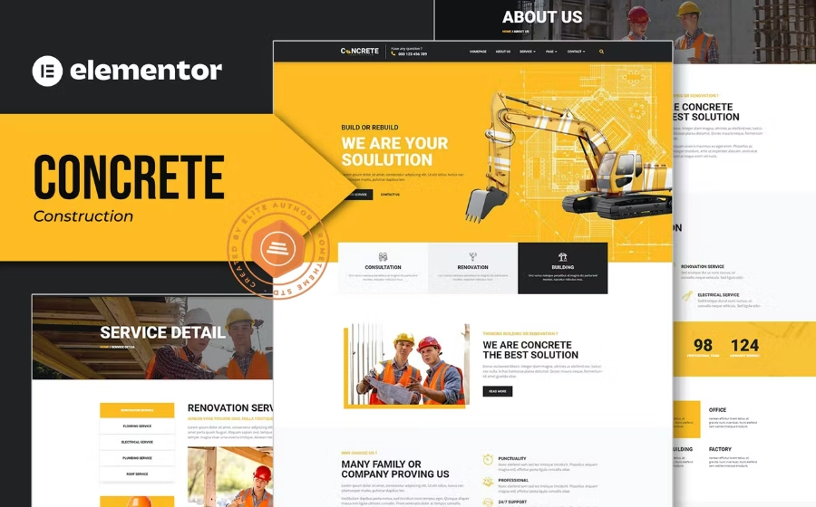 Concrete – Construction Elementor Template