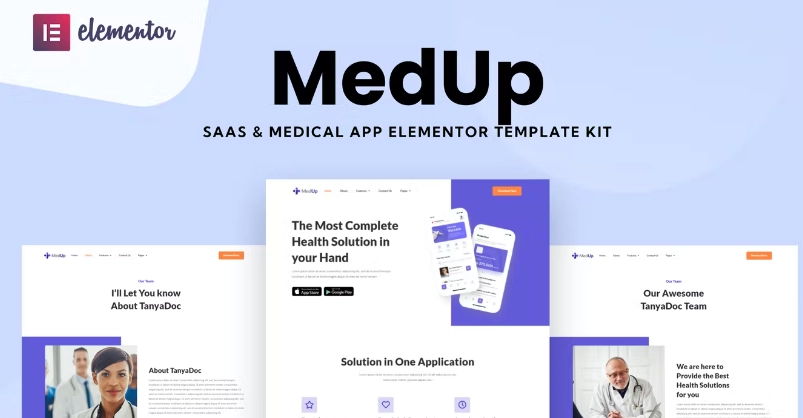 MedUp – Medical SaaS Elementor Template