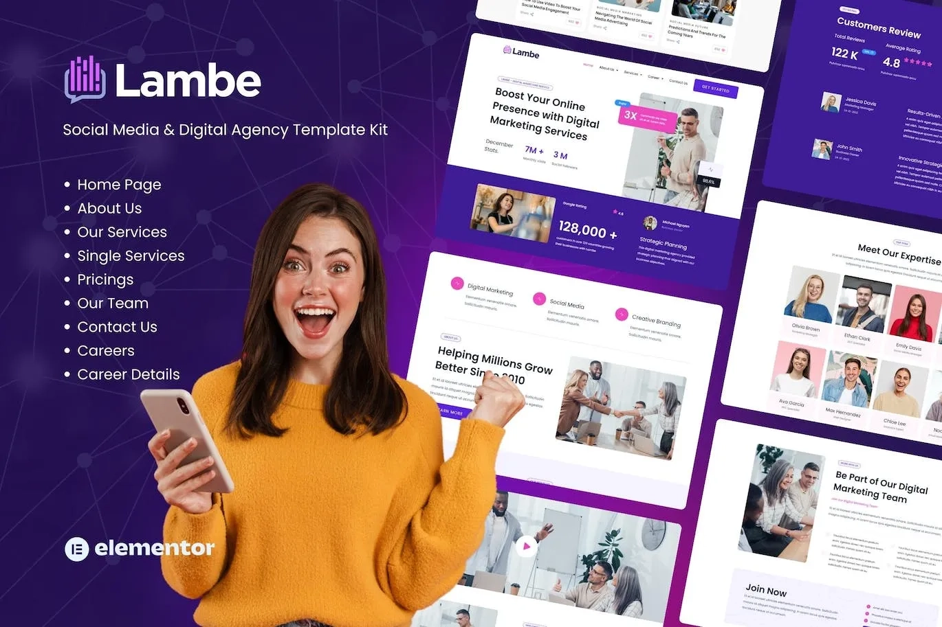 Lambe – Digital Marketing Agency Elementor Template