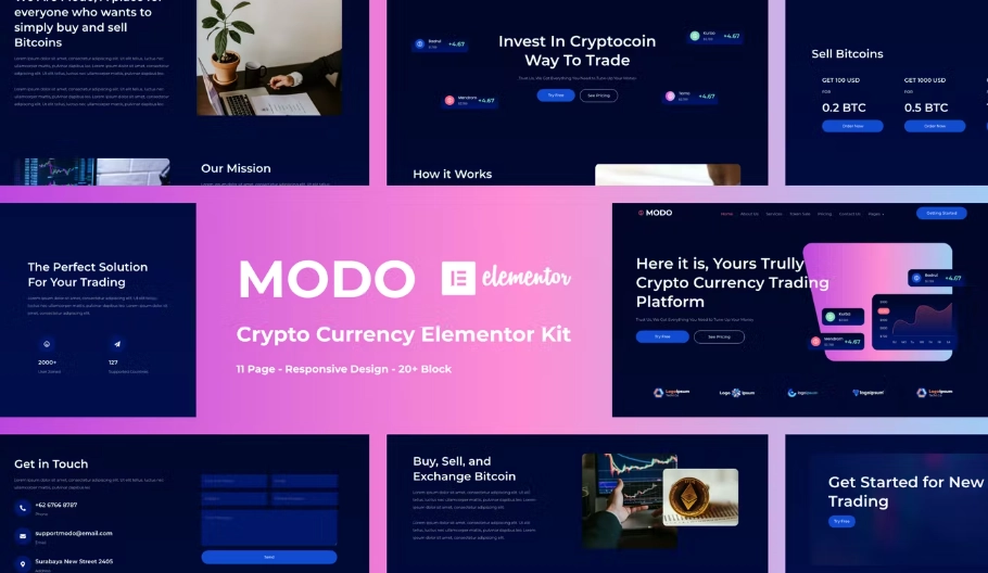 MODO – Crypto Currency Elementor Template