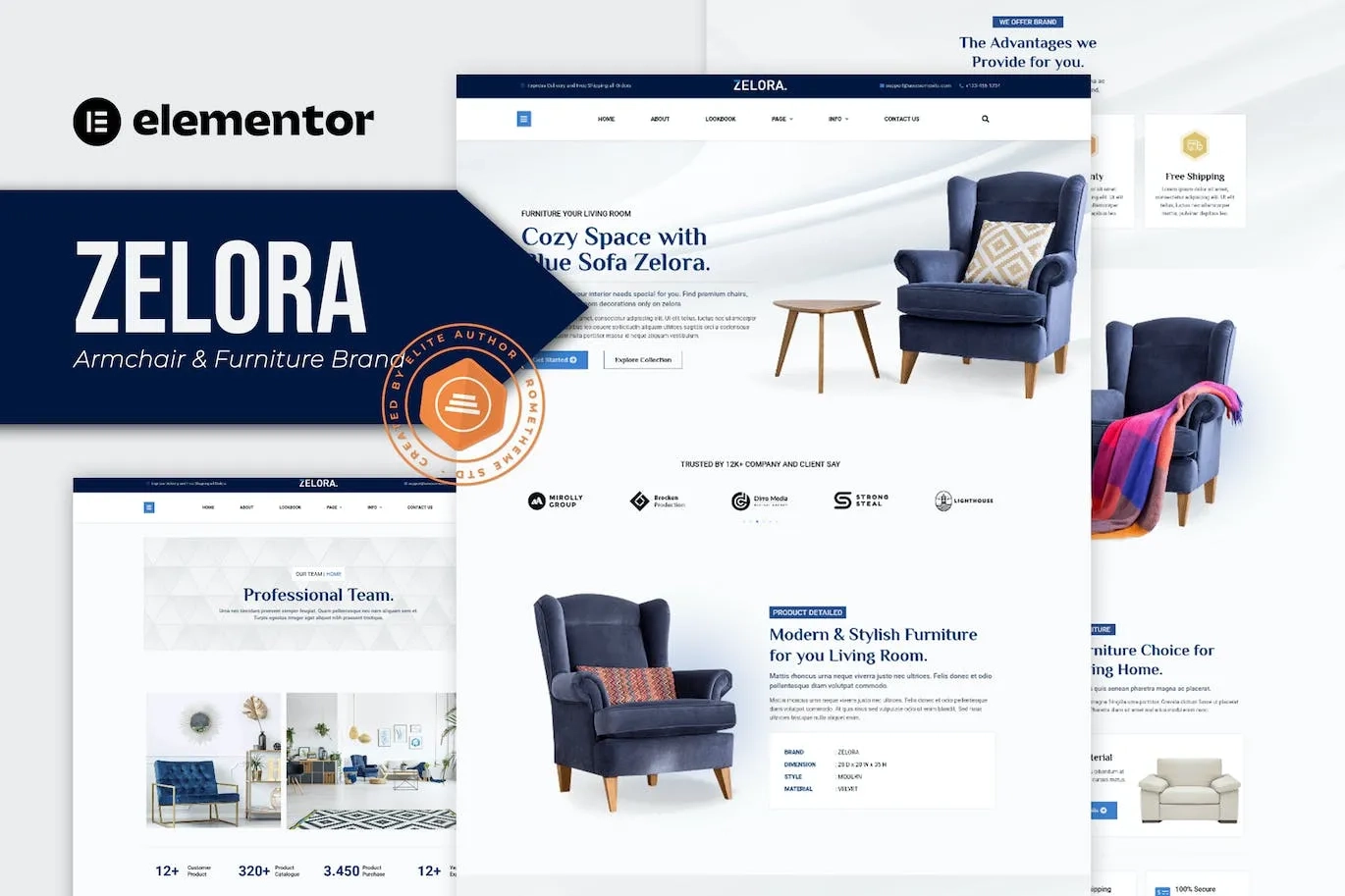 Zelora – Armchair & Furniture Brand Elementor Template