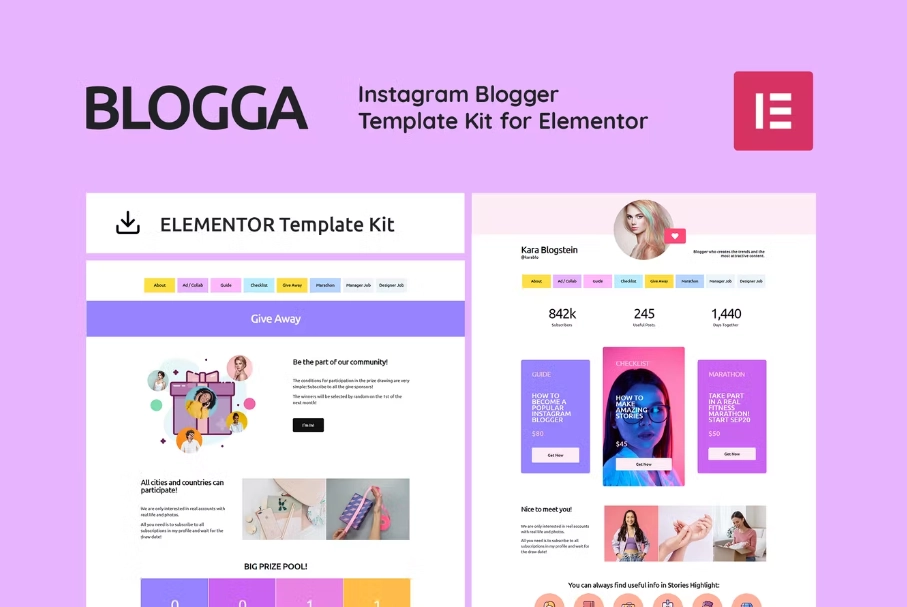 BLOGGA – Instagram Blogger Elementor Template