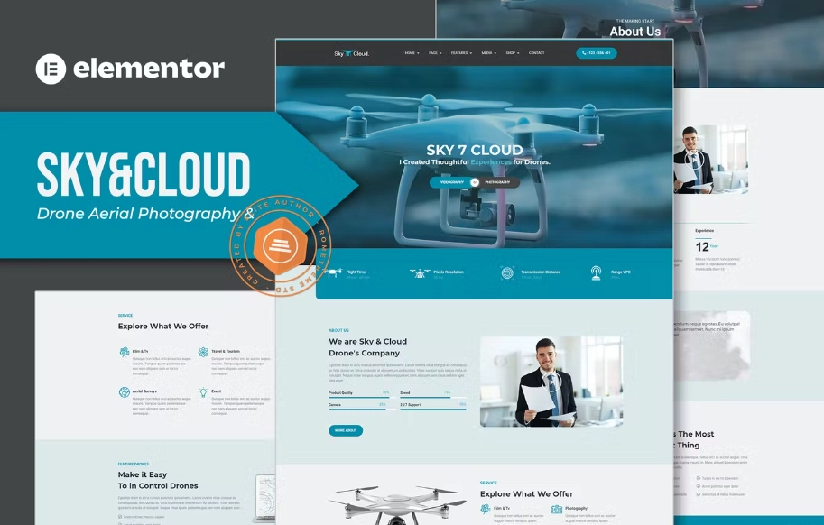 Sky&Cloud – Drone Aerial Photography & Videography Elementor Template