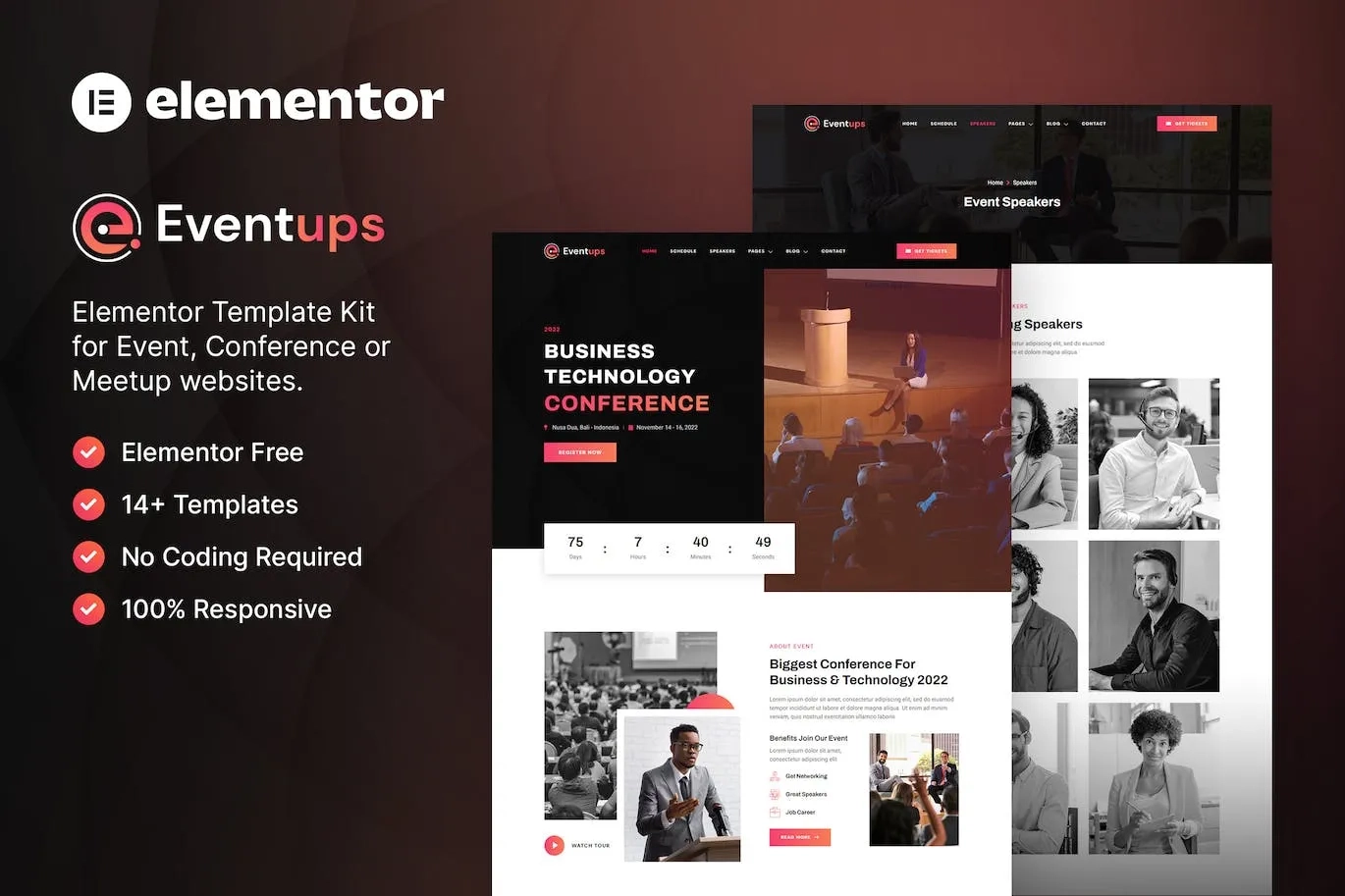 Eventups – Event & Conference Elementor Template