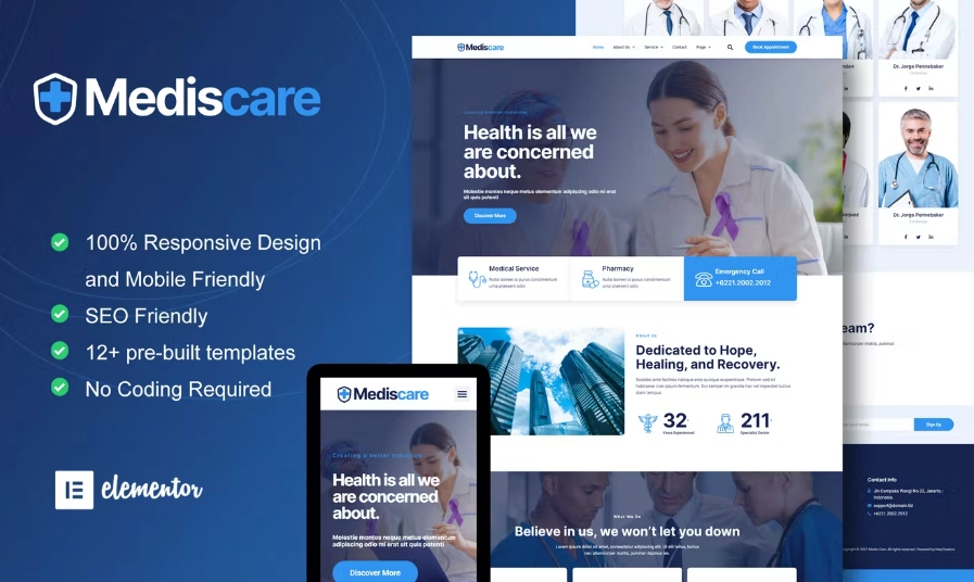 MedisCare – Medical Service Elementor Template