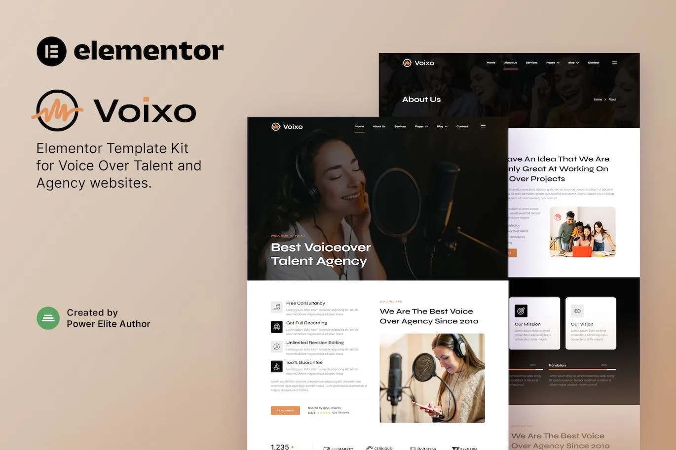 Voixo – Voice Over Talent & Agency Elementor Template