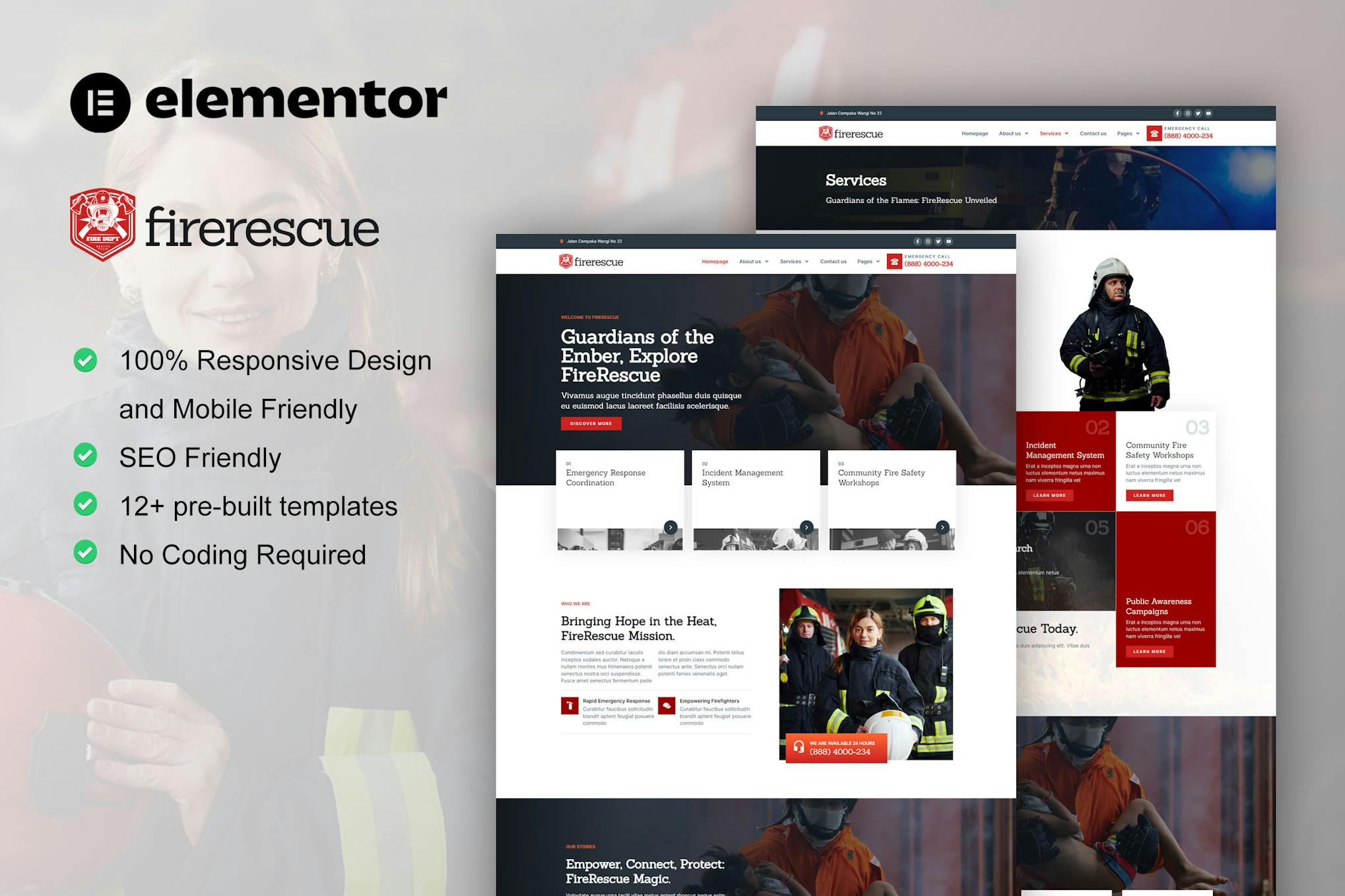 FireRescue – FireFighter & Fire Department Elementor Template