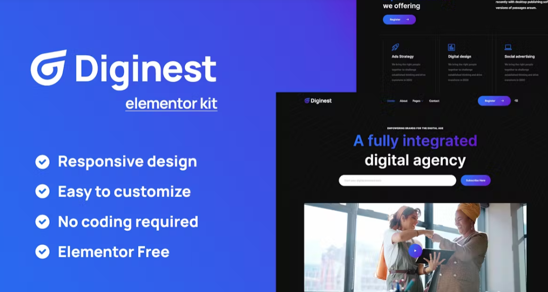 Diginest – Digital Agency Services Elementor Template