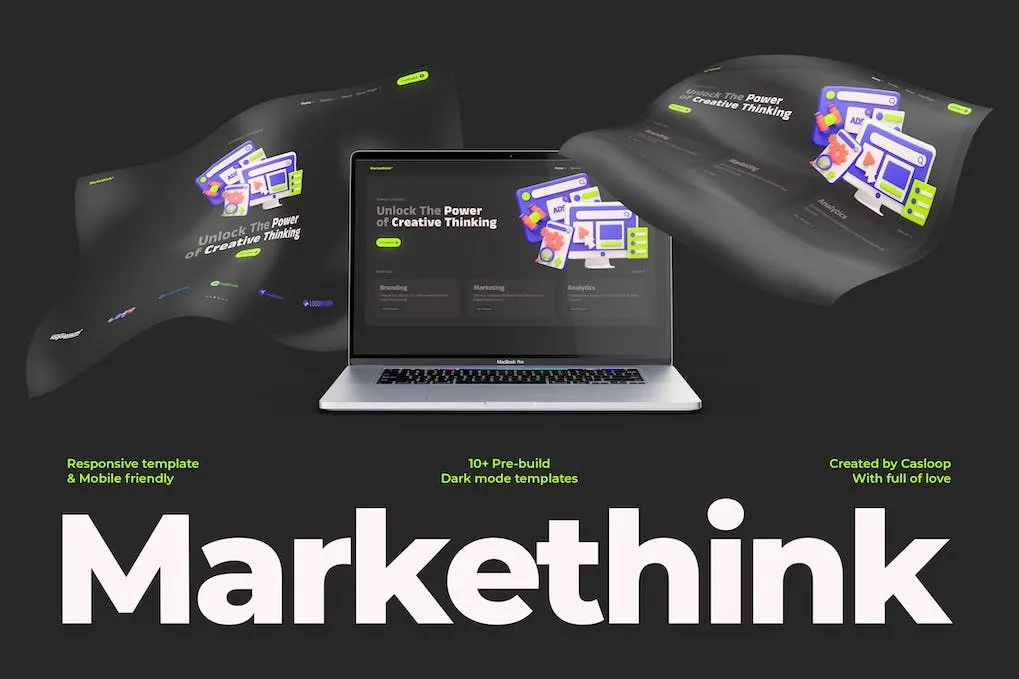 Markethink – Dark Mode Digital Marketing Agency Elementor Template