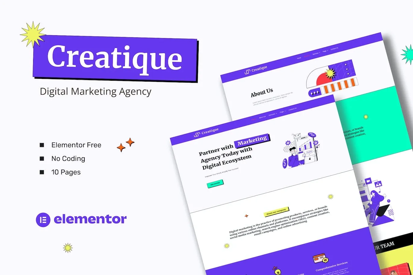 Creatique – Digital Marketing Agency Elementor Template