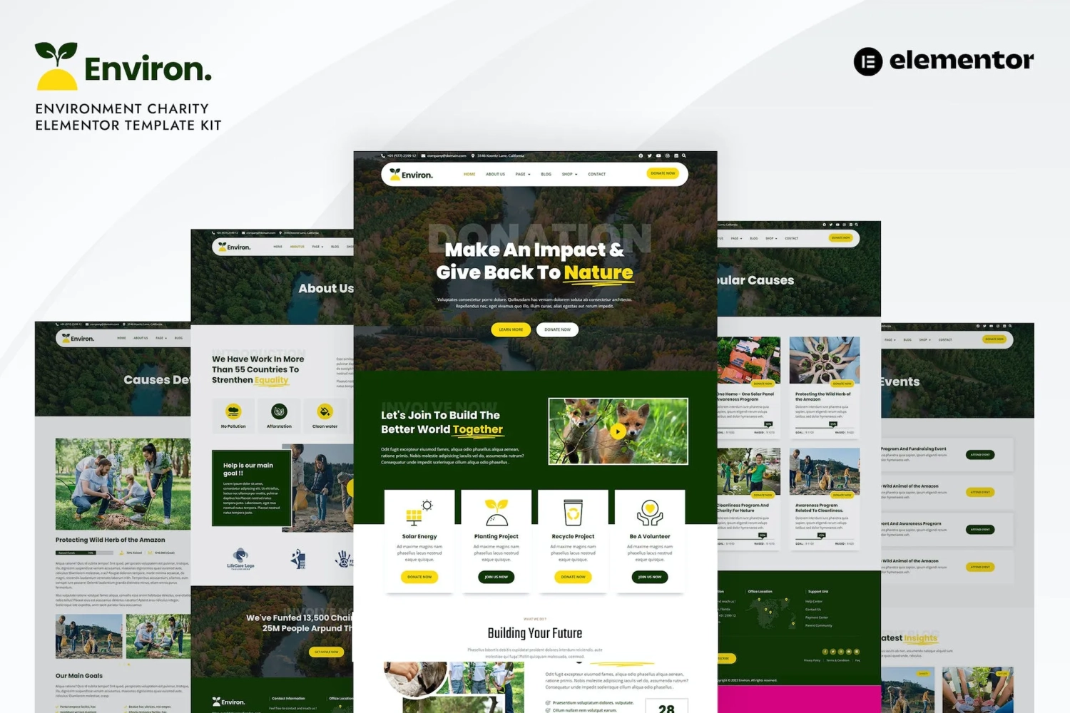 Environ – Environment Charity Elementor Template