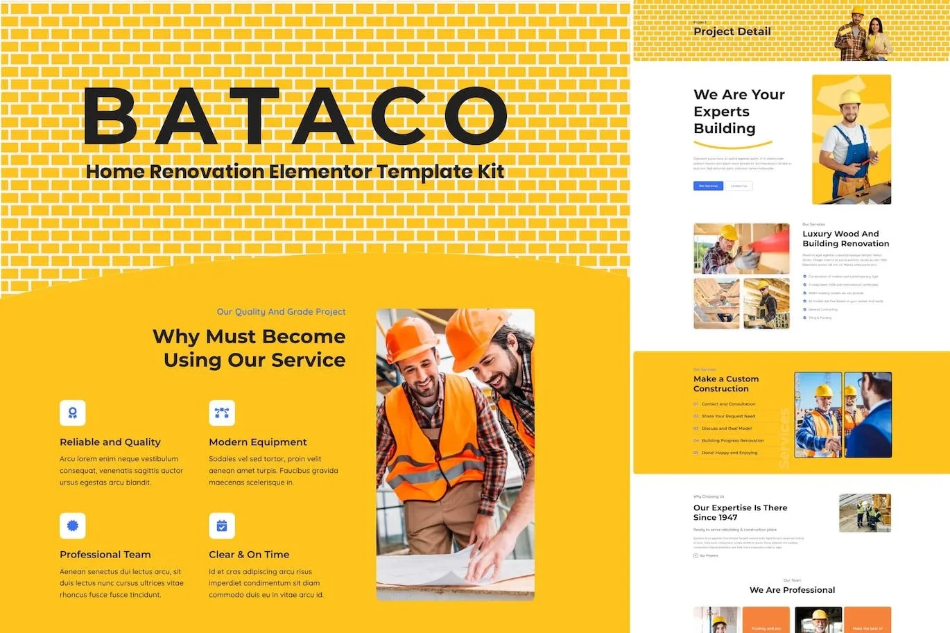 Bataco – Home Renovation & Construction Elementor Template