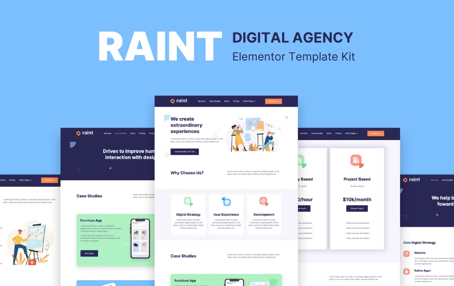 Raint – Digital Agency Elementor Template