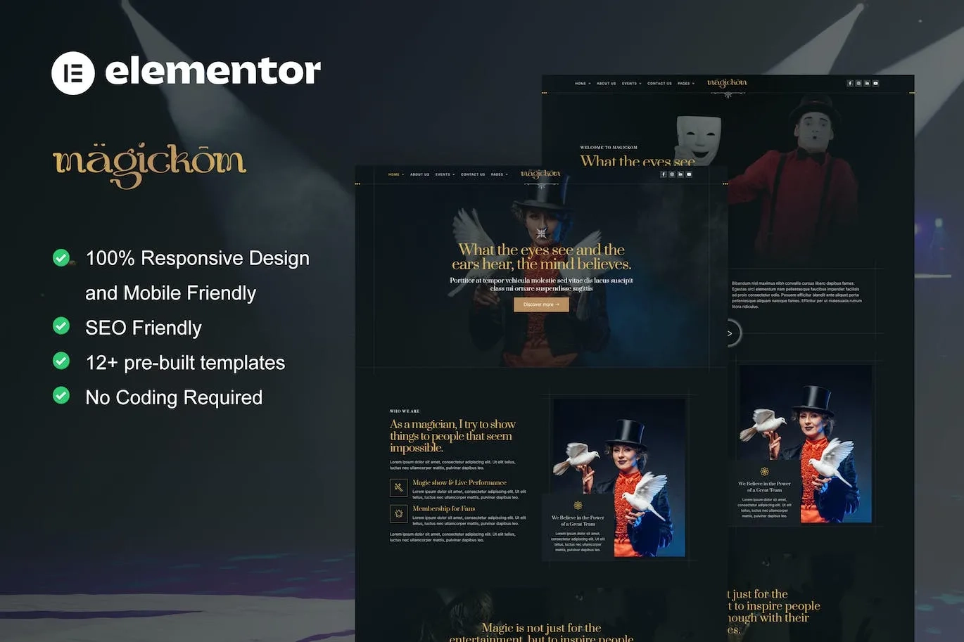 Magickom – Magician Elementor Template