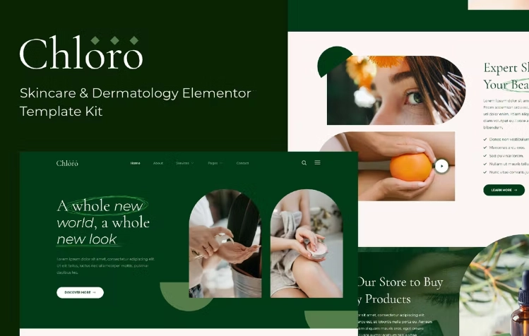 Chloro – Skincare & Dermatology Elementor Template
