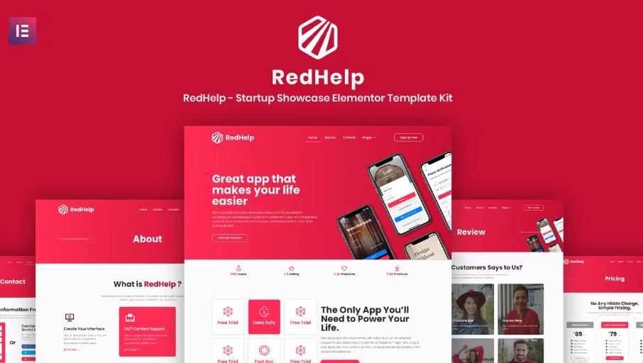 RedHelp – Startup Showcase Elementor Template