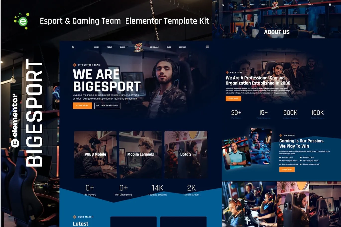 Bigesport – Esport & Gaming Team Elementor Template