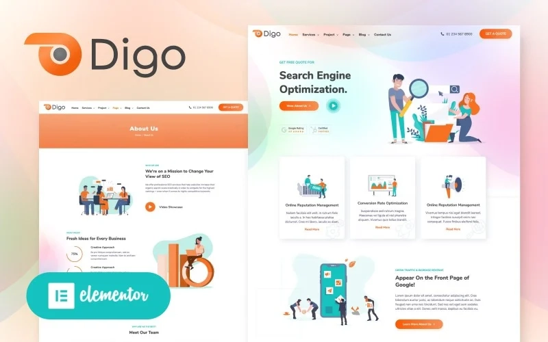 Digo – SEO and Digital Marketing Agency WordPress Elementor Theme WordPress Theme