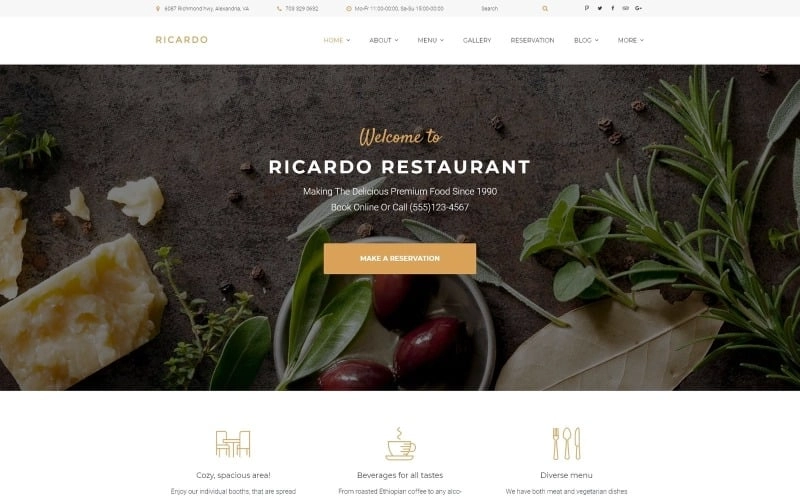 Ricardo – Gourmet Restaurant Responsive WordPress Theme