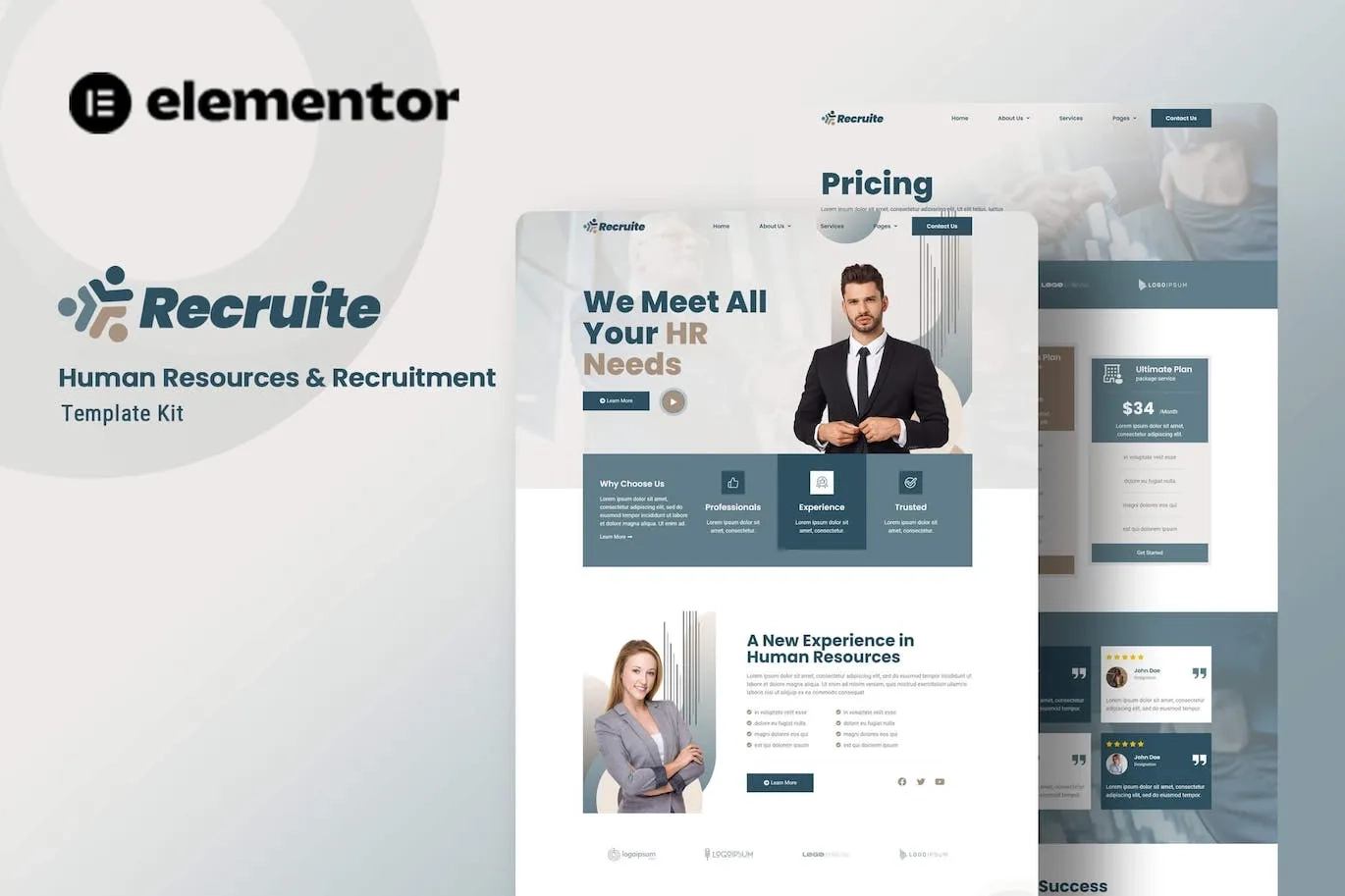 Recruite – Human Resources & Recruitment Elementor Template