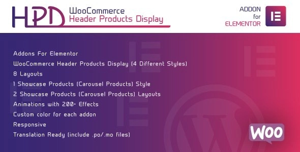 WooCommerce Header Products Display for Elementor