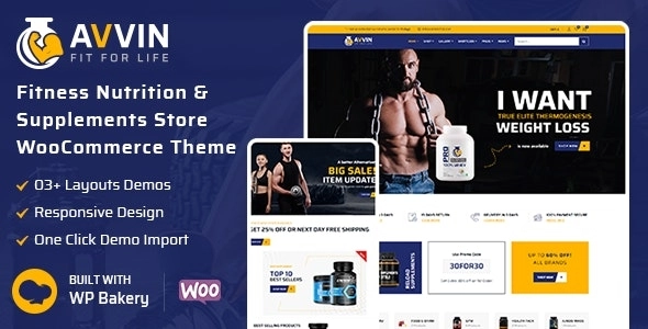 Avvin – Fitness Nutrition and Supplements Store WooCommerce Theme