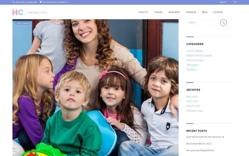 Highridge Center – Kindergarten & Child Care WordPress theme WordPress Theme