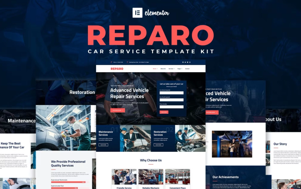 Reparo – Car Service Elementor Template