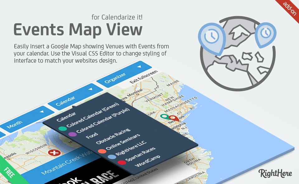 Google Map View add-on for Calendarize it!