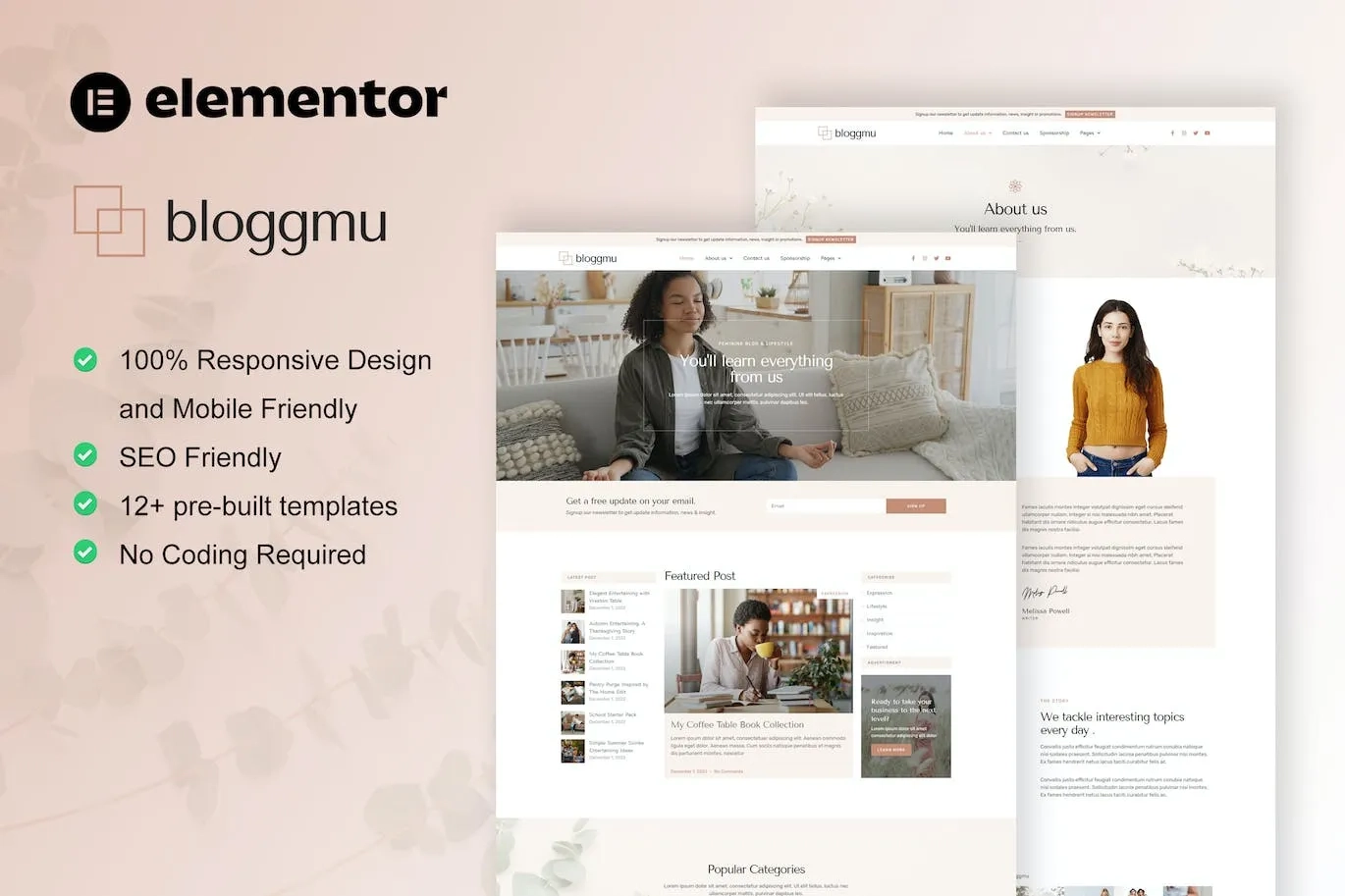 Bloggmu – Feminine Blog Elementor Template