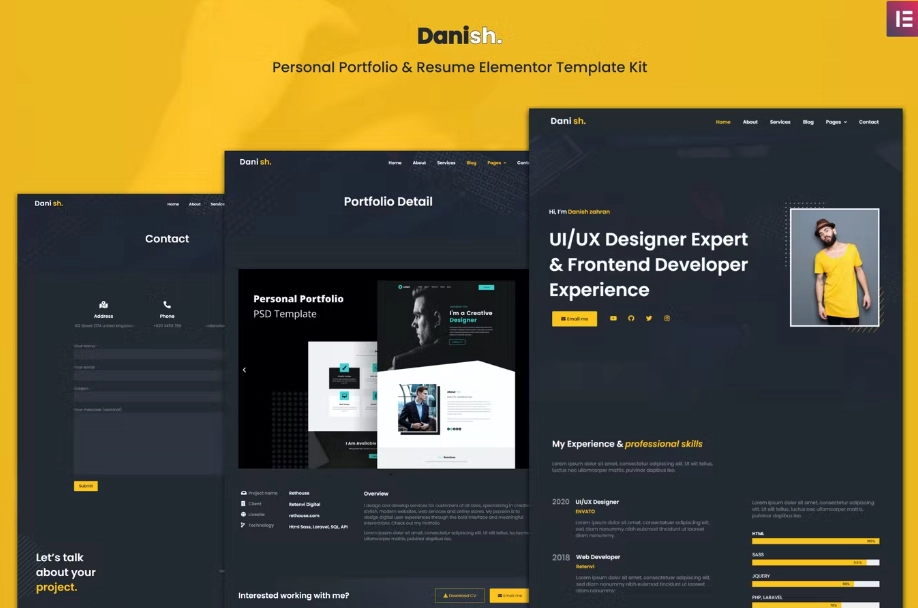Danish – Personal Portfolio & Resume Elementor Template